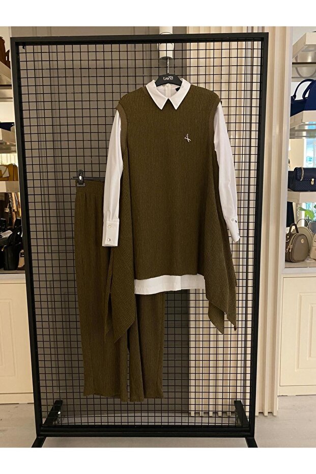 Armine Trend Sweater Shirt and Waisted Elastic Fabric Trousers