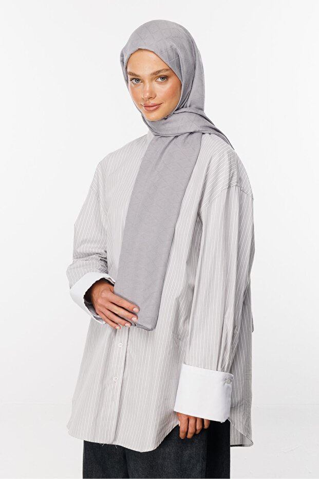 Gümüş Bambu Jakar Şal - 3