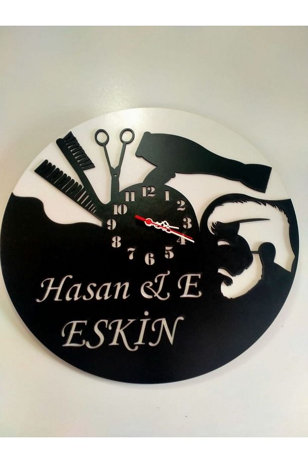 ERKEK BERBER(KUAFÖR) İÇİN DEKORATİF DUVAR SAATİ -2 - 1