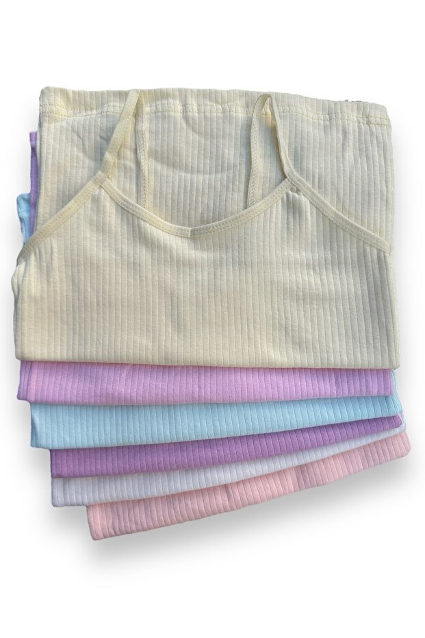 6-Piece Girl's Corded Tank Top Soft and Very Flexible