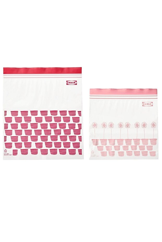 Istad Lockable Refrigerator Bag, 50 Pieces 25X24Cm 25 Pieces. 21X19Cm 25 Pieces Pink/Red