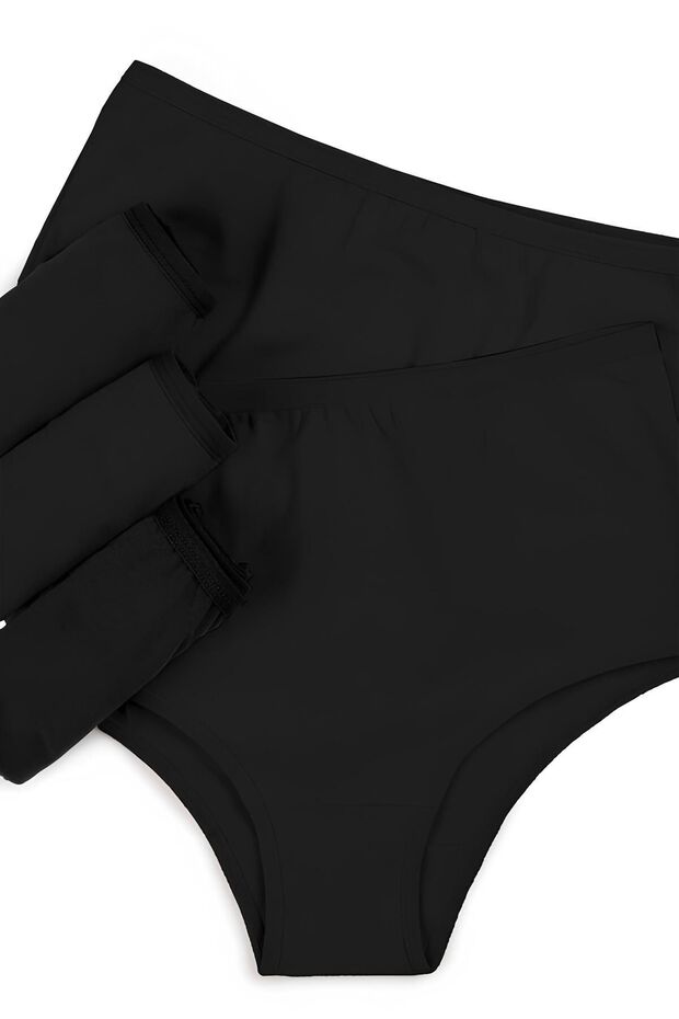 Magas derekú Lycra széles karimájú fekete alsónadrág nőknek - Oversize Plus Size, 5 csomag - 8