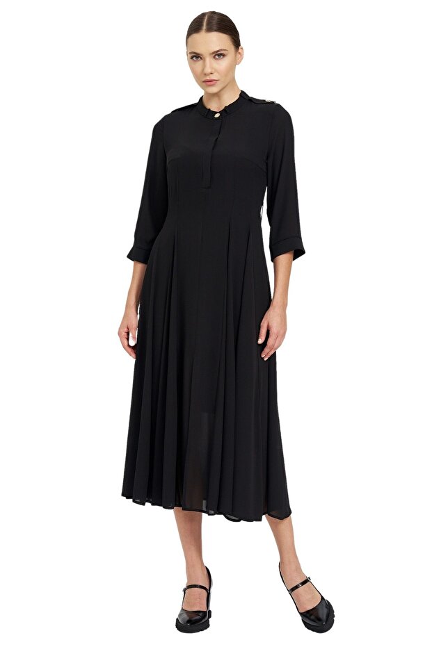 Hakim Yaka Şifon Elbise - 4