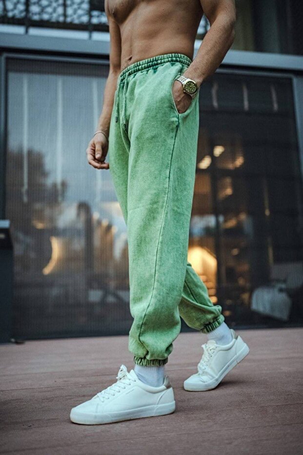 Oversize Yıkamalı Basic Eşofman Alt - 3