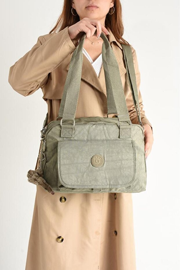 Klinkir Shoulder Bag Multi-Pocket Lightweight Fabric 30*25 cm Crossbody Messenger Bag Suitable for Daily Use