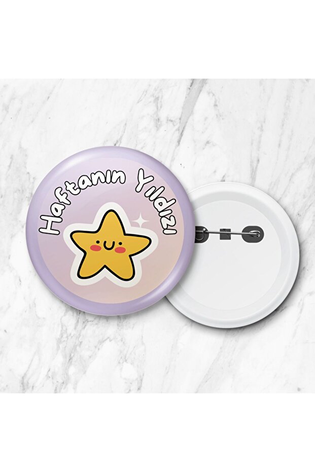 5 Adet Haftanın Yıldızı İğneli Yaka Rozeti 58 mm (Model No: 04) - 1