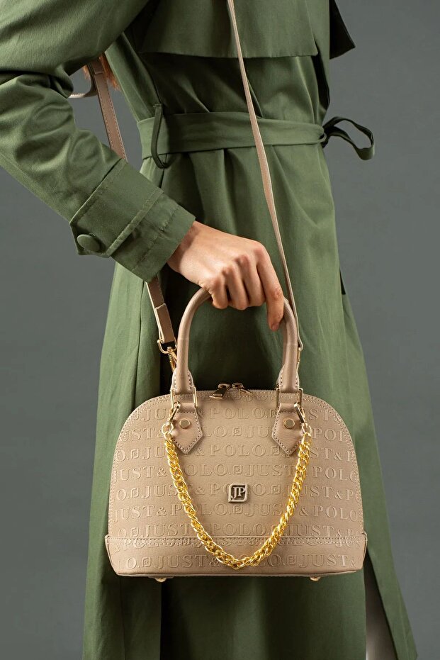 Women's Embossed Printed Hand and Shoulder Bag with Removable Chain Accessories
