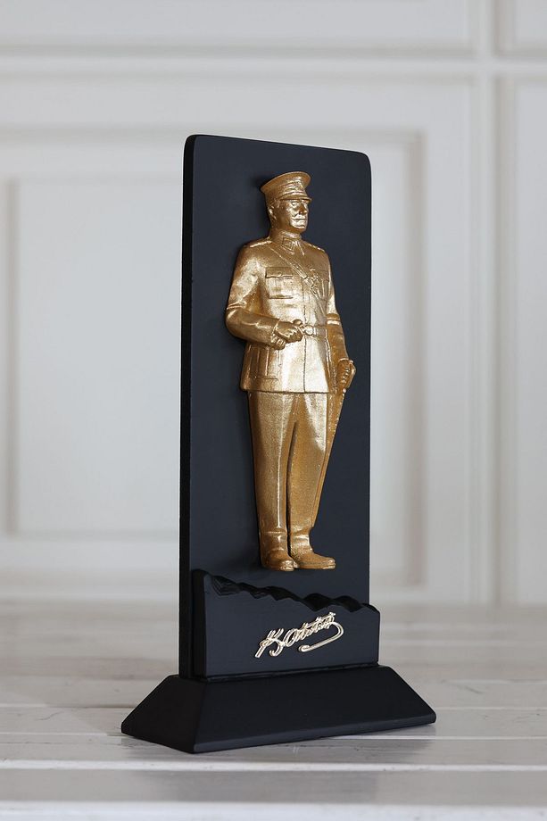 Atatürk Üniformalı Büst Plaket Altın Biblo - 1