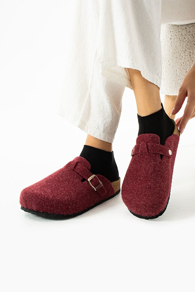 Eliza Unisex Anatomical Natural Cork Sole Natural Felt Wool Slippers
