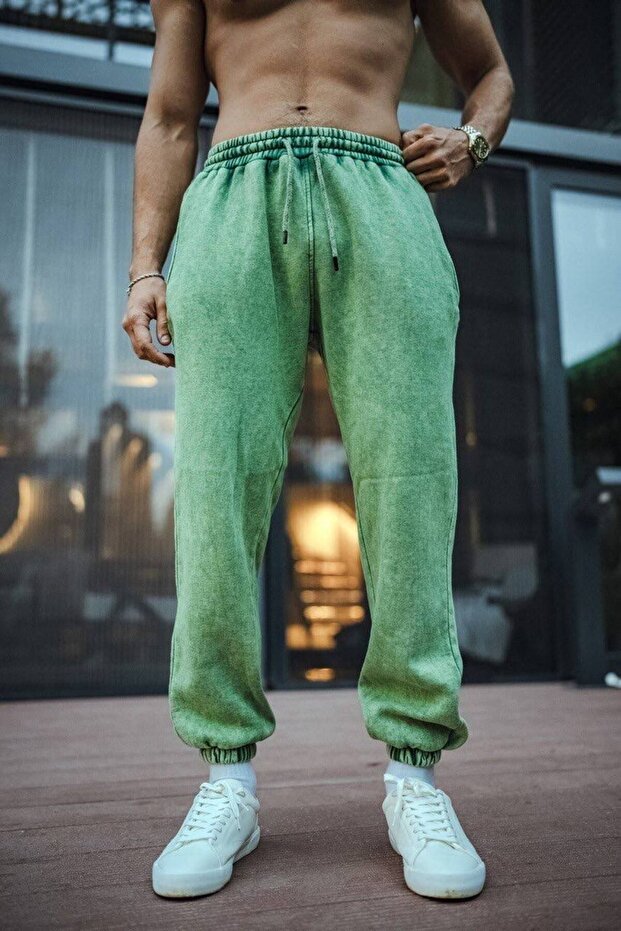 Oversize Yıkamalı Basic Eşofman Alt - 1