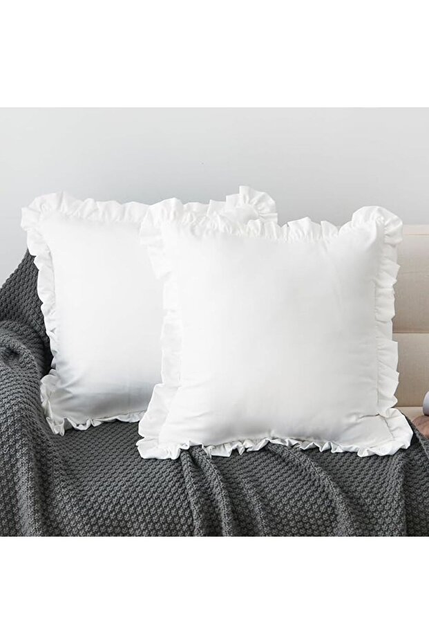 100% Linen Frilly Throw Pillow Cover 1 Piece 43X43 cm