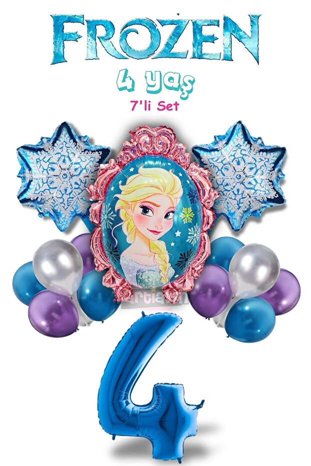 Frozen Elsa Birthday Bright Balloon Set - Snow, Blue Number Balloon