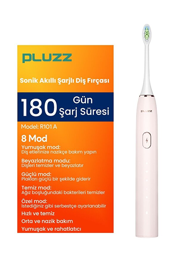 R101a Smart Sonik Şarjlı Diş Fırçası 180 Gün Şarj Süresi - Pembe - 1