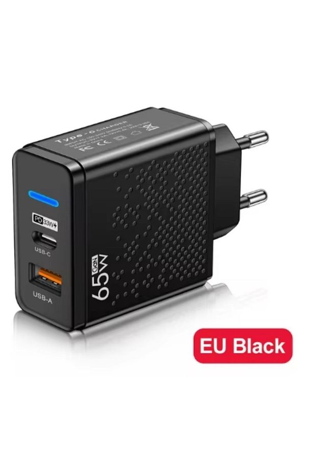 Hızlı Şarj Adaptörü Şarj Kafa 65w 2 Port Usb Type C Charger - 2
