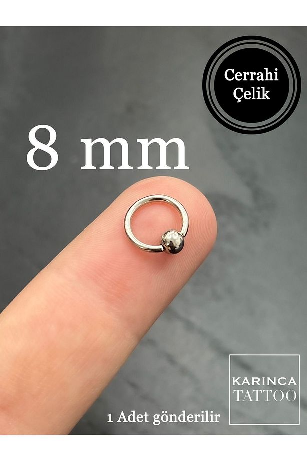 Tam Halka 8 Mm Tek Toplu Kulak Kıkırdak Forward Helix Meme Ucu Tragus Smiley Septum Nipple Piercing - 2