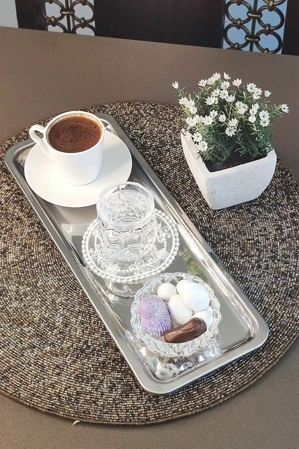 2'li Dikdörtgen Servis Sunum Tepsisi-Çay-Kahve Sunum Tepsisi 33x13 - 3