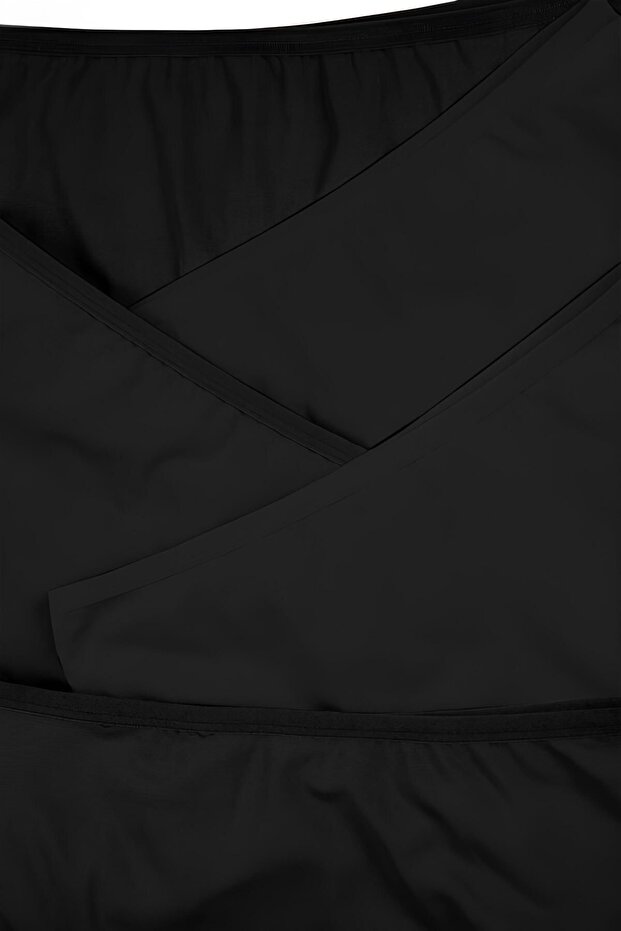 Magas derekú Lycra széles karimájú fekete alsónadrág nőknek - Oversize Plus Size, 5 csomag - 3