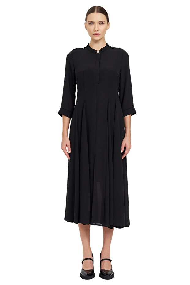 Hakim Yaka Şifon Elbise - 1