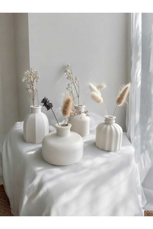 Gözdehobi 4 Piece Mini Vase Decoration Set | Decorative Minimal Dry Flower Home Decoration Vases
