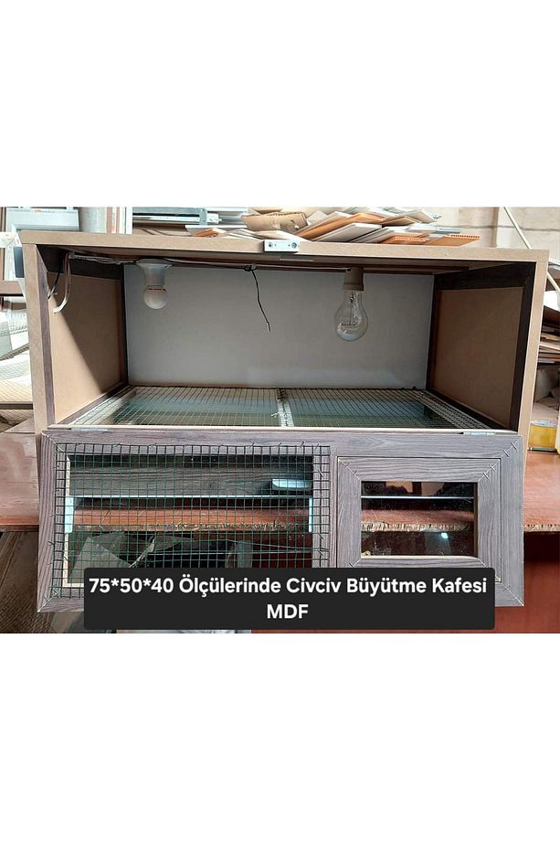 Mdf Çerçeve 70x50x40 Civciv Büyütme Kafesi - Isıtıcılı Civciv Büyüteme Kafesi -Civciv Ana Kucağı - 3