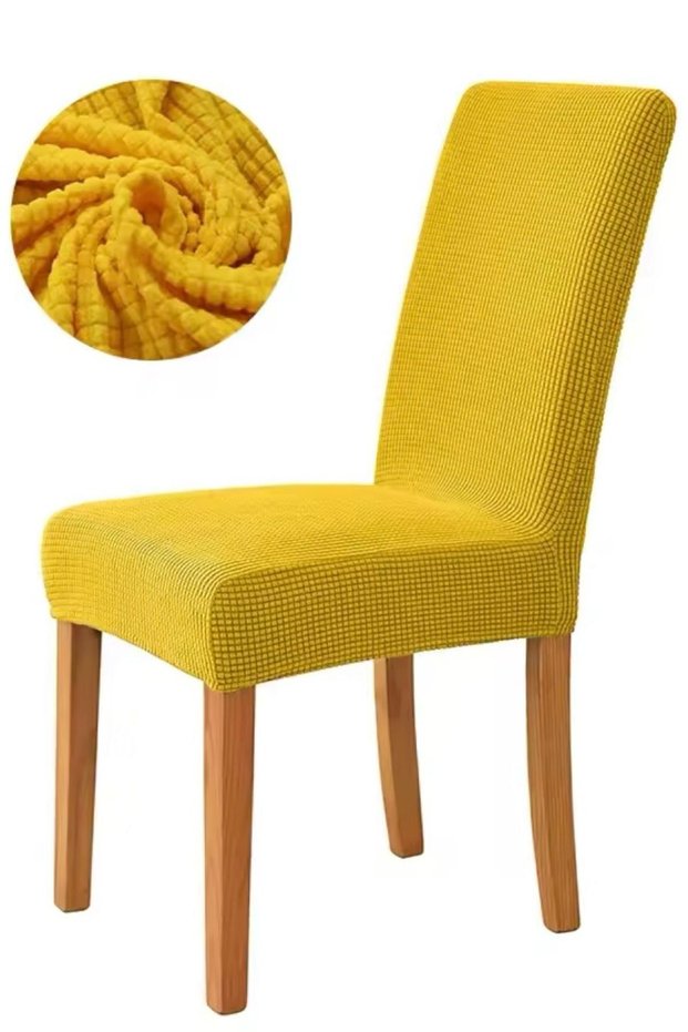 Chair Cover, Chair Cover Mustard Color Washable Elastic 1 Piece Chair Cover