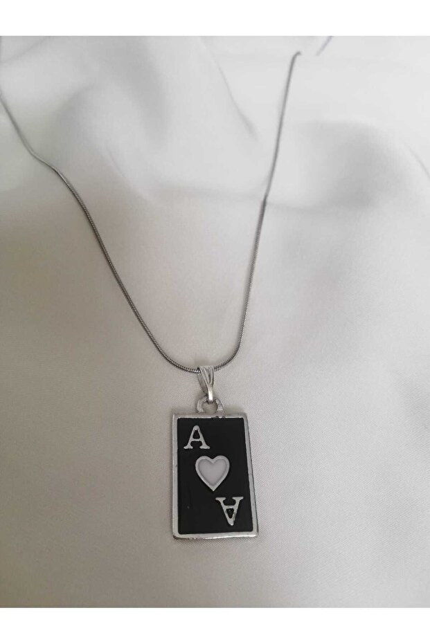 Black Ace of Cups Pendant with Steel Chain