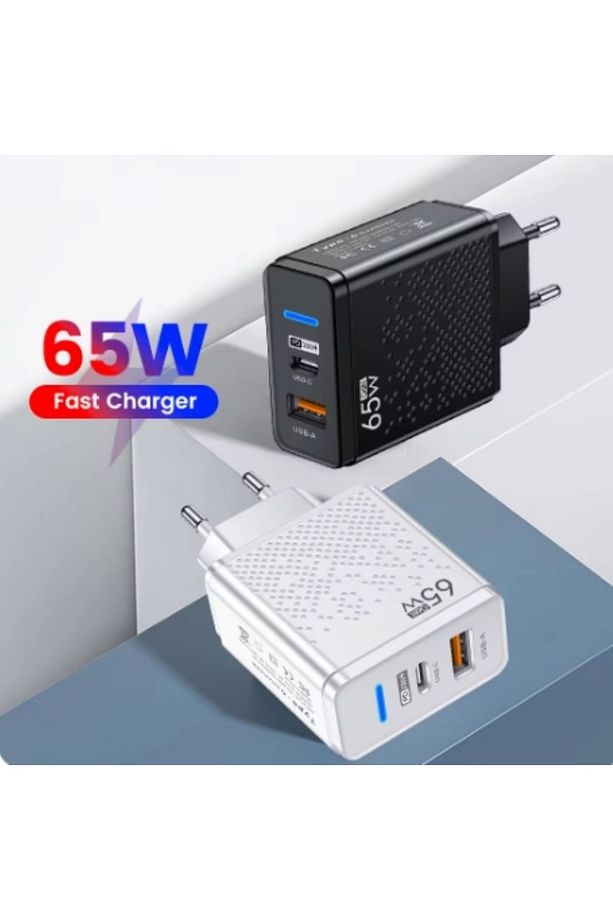 Hızlı Şarj Adaptörü Şarj Kafa 65w 2 Port Usb Type C Charger - 1