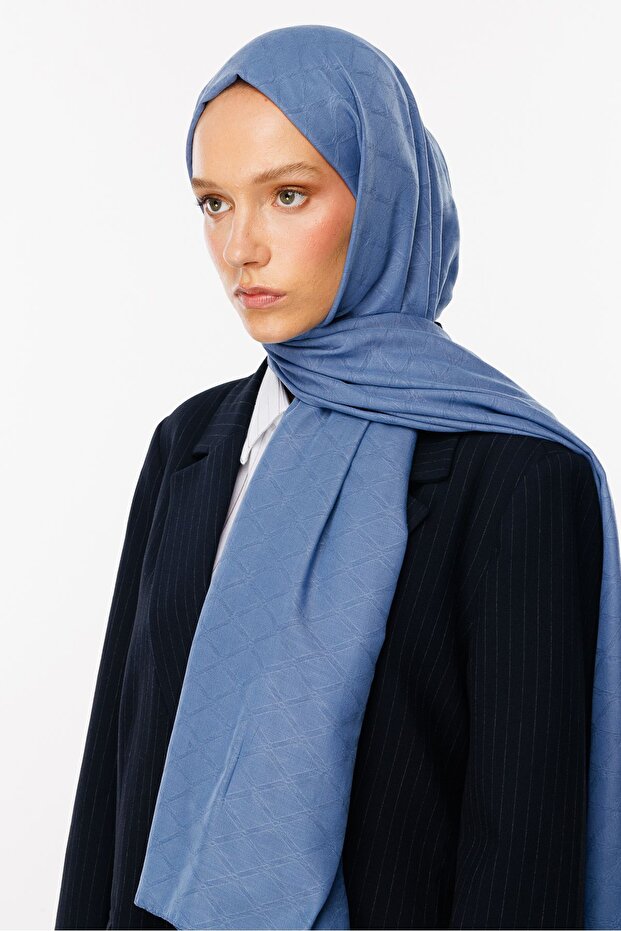 Gök Mavisi Bambu Jakar Şal - 7