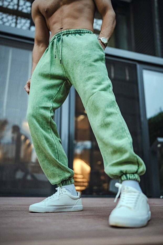 Oversize Yıkamalı Basic Eşofman Alt - 2