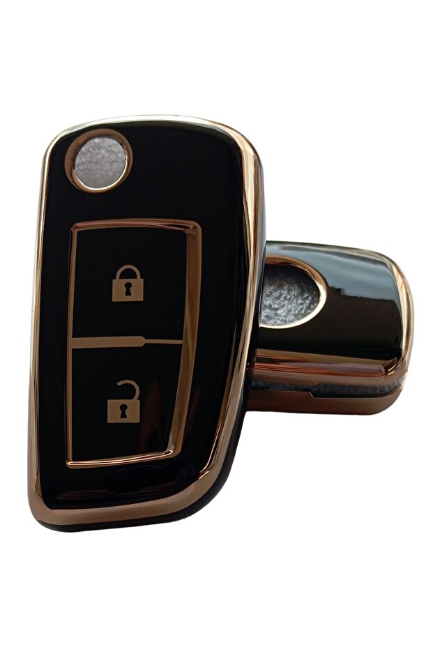 Nissan Qashqai Micra X-Trail Compatible Key Remote Case Cover Auto Keychain Black Gold