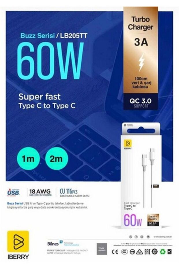 iberry Type-C 60W Şarj Kablosu - 1