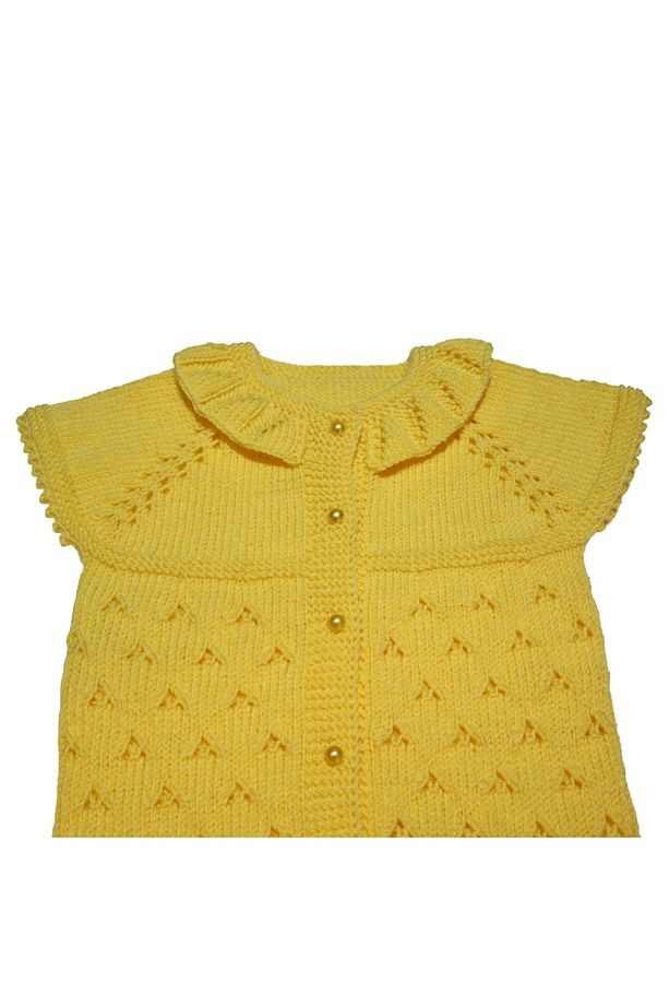 Aykır-ı Bebe El Örgüsü Sarı İncili Bebek Yeleği - 2