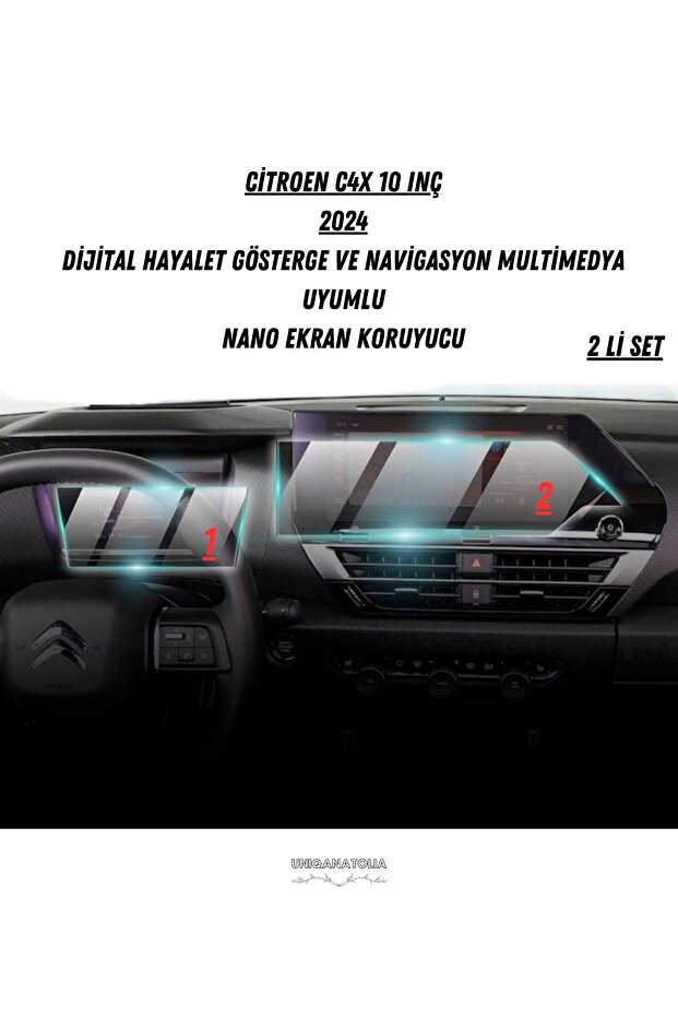Citroen C4X 10 Inch 2024 Ghost Instrument and Multimedia Compatible Nano Screen Protector