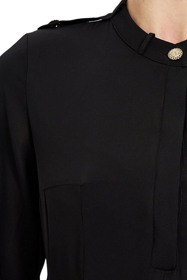 Hakim Yaka Şifon Elbise - 6