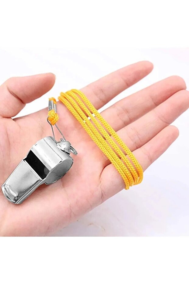Kaliteli 4 Adet Sarı İpli Paslanmaz Metal Deprem Düdüğü, Hakem, Can Kurtaran Düdük (4 ADET) - 4