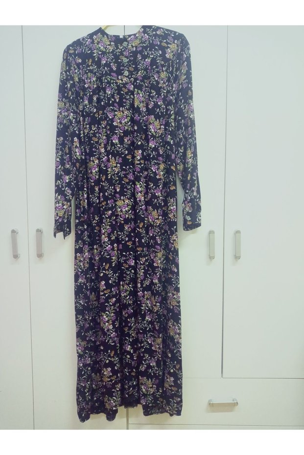 Robadan Long Sleeve 100% Viscose Push Flower Mother Dress, Prayer Dress