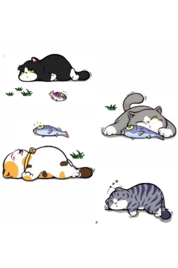 Cute Naughty Cats Adhesive Sticker for Car Windshield Sticker Set of 4 Stickers