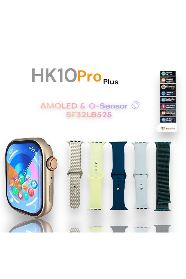 HK10 Pro Plus Akıllı Saat – 2.02" AMOLED Ekran, Sohbet, Yerel Müzik ,Yerçekimi Sensörü Starlight - 4