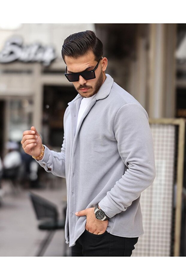 Oversize Kışlık Kalın Polar Gömlek - 3