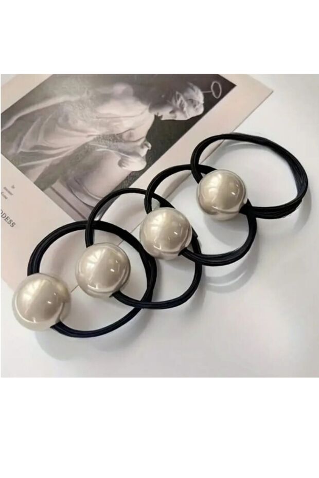 Set de 4 agrafe elastice cu perle - 3