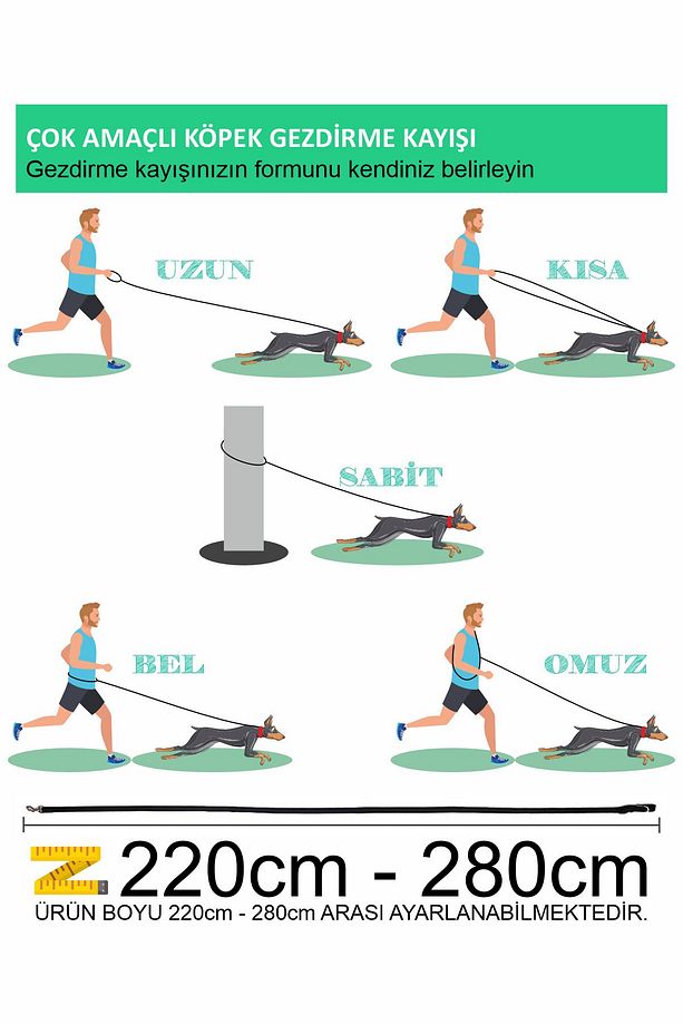 Eller Serbest Gezdirme Kayışı Hands Free Leash Gezdirme Tasması - 5