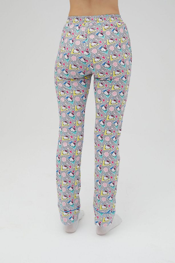 Lisanslı Baskılı Kadın 100% Pamuklu Bol Paça Eşofman Altı-Pijama-Pantolon Roz-256/A - 4