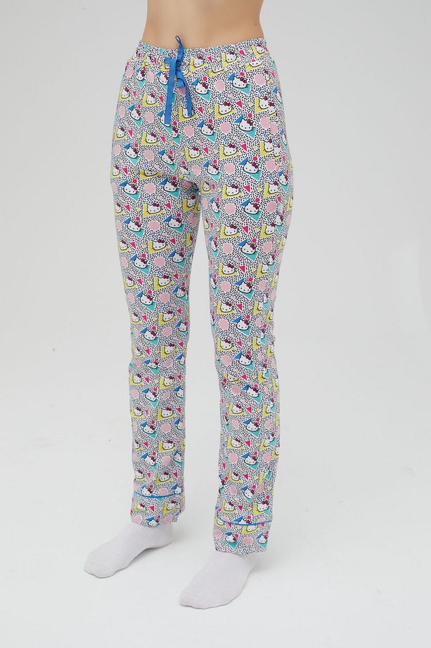 Lisanslı Baskılı Kadın 100% Pamuklu Bol Paça Eşofman Altı-Pijama-Pantolon Roz-256/A - 2
