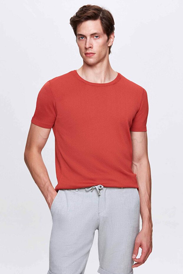 Slim Fit Tile Summer Rayon Knitwear T-Shirt