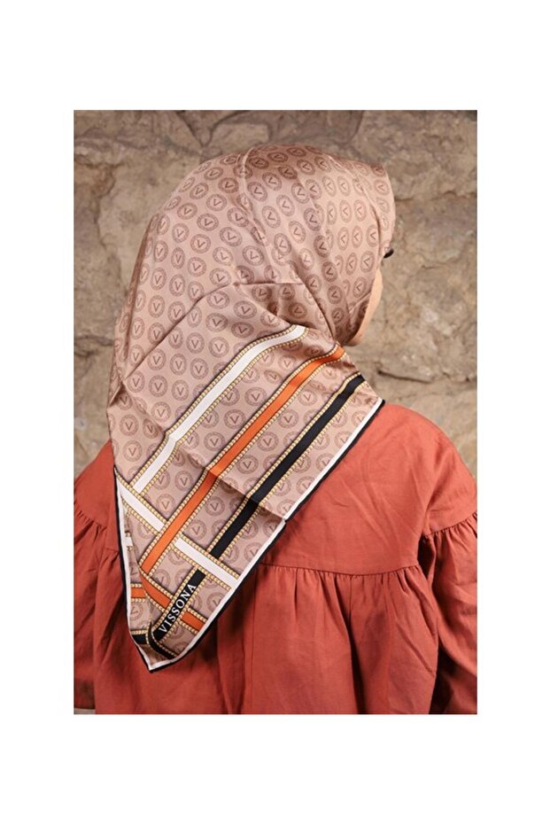 Twill Silk Scarf - 16505 - 0004-0013 Beige Orange