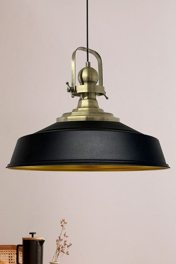 Siyah Asaletli Tekli Avize Eskitme Başlık Retro Sarkıt Lamba Okul Kuaför Salon Avizeleri - 1