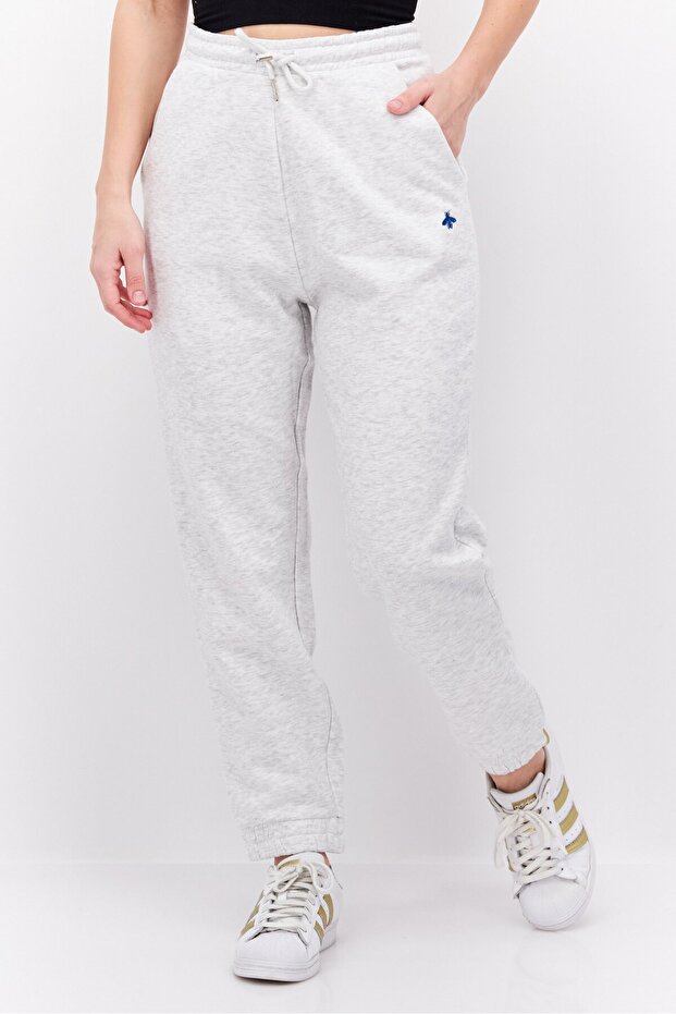 Women Regular Fit Embroidered Logo Sweatpants, Grey Heather