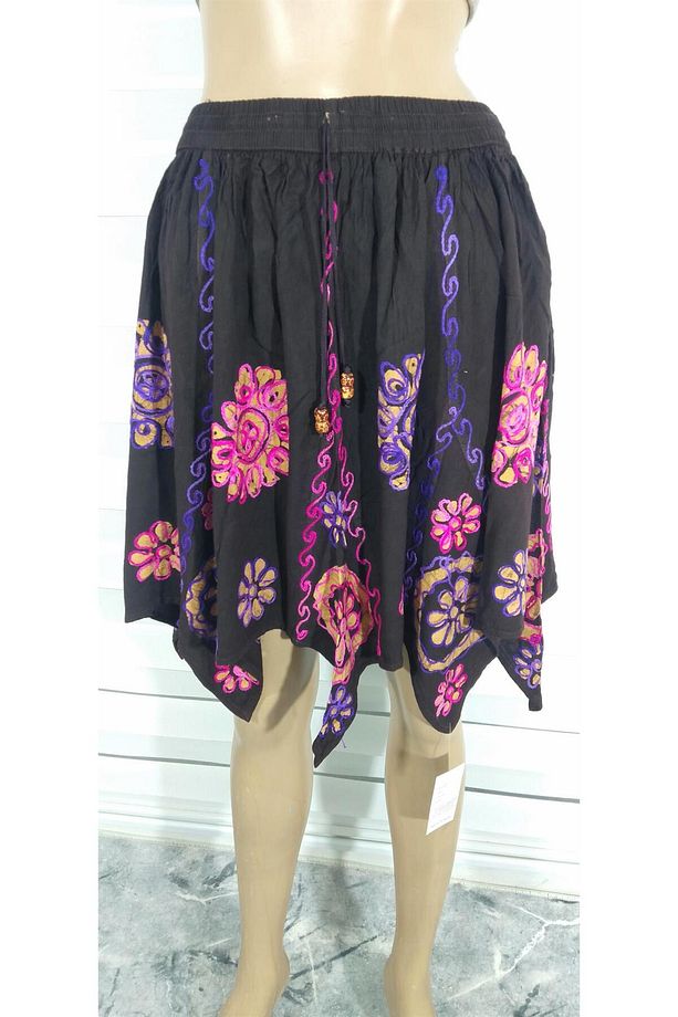 Hint Otantik Batik İşlemeli Kısa Yıldız Etek - 2