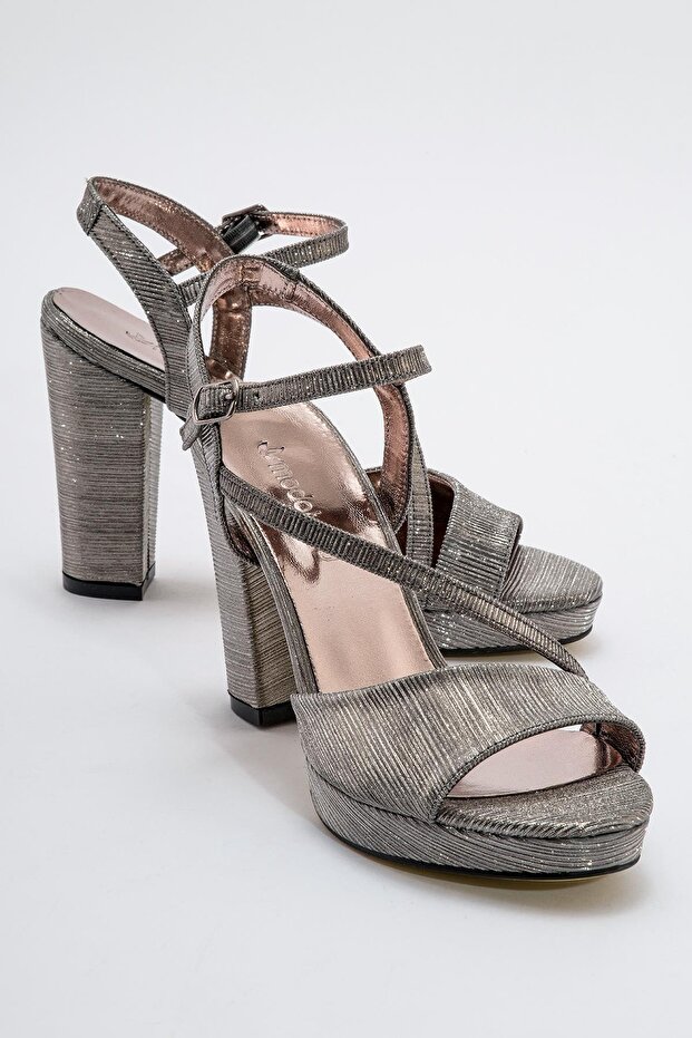 Women's Glitter Heeled Shoes PLATINUM