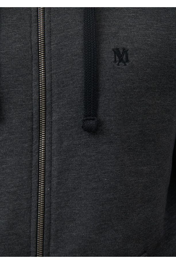 Logolu Fermuarlı Gri Sweatshirt 065582-29758 - 5